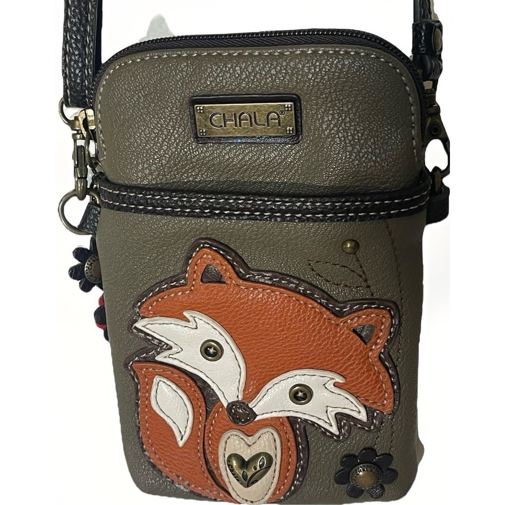 Chala Fox Crossbody Bag Boho Animal Small Purse Vegan Leather Adjustable EUC